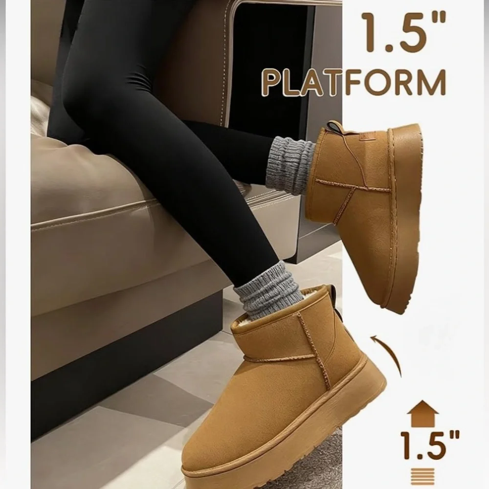 Warm cozy slip on fur lined booties - Picture 6 of 7